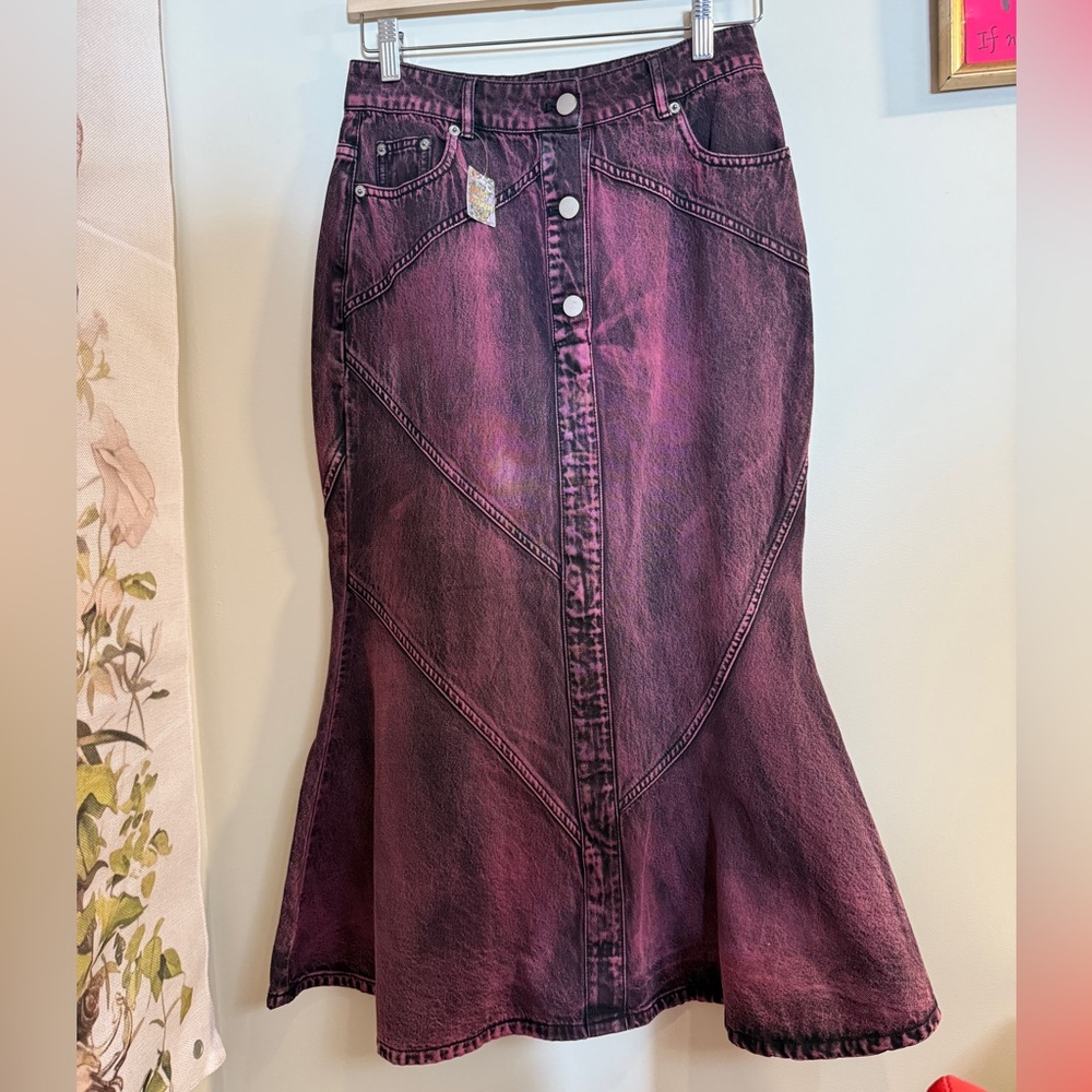 Purple Washed Denim Mermaid Skirt - Picture 1 of 4